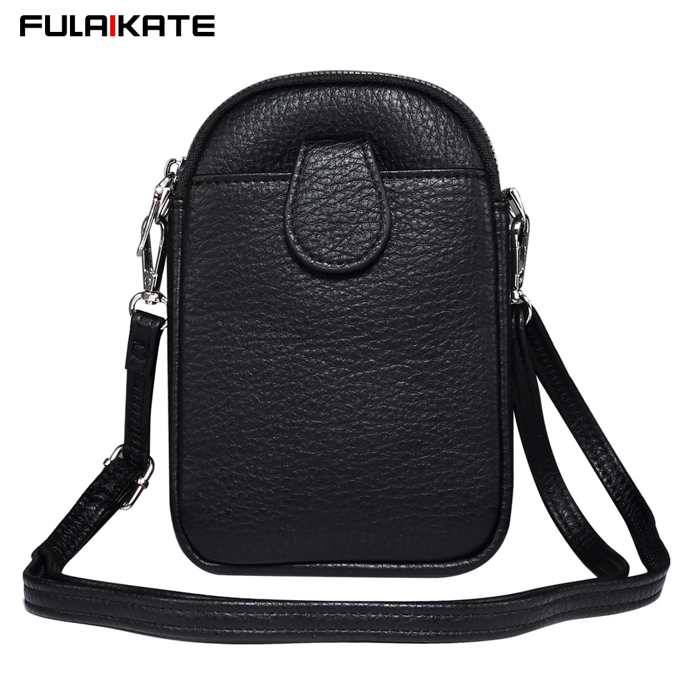 FULAIKATE Universal Litchi Soft Phone Bag for iPhone 15 Pro Max Shoulder Pouch 7.2