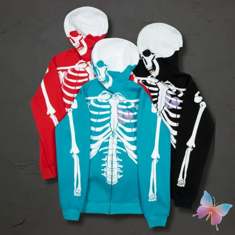 

Зимняя винтажная куртка Kapital Ghost Skull Rib Crack с принтом на молнии, американская уличная одежда, большие мужские и женские толстовки с капюшоном