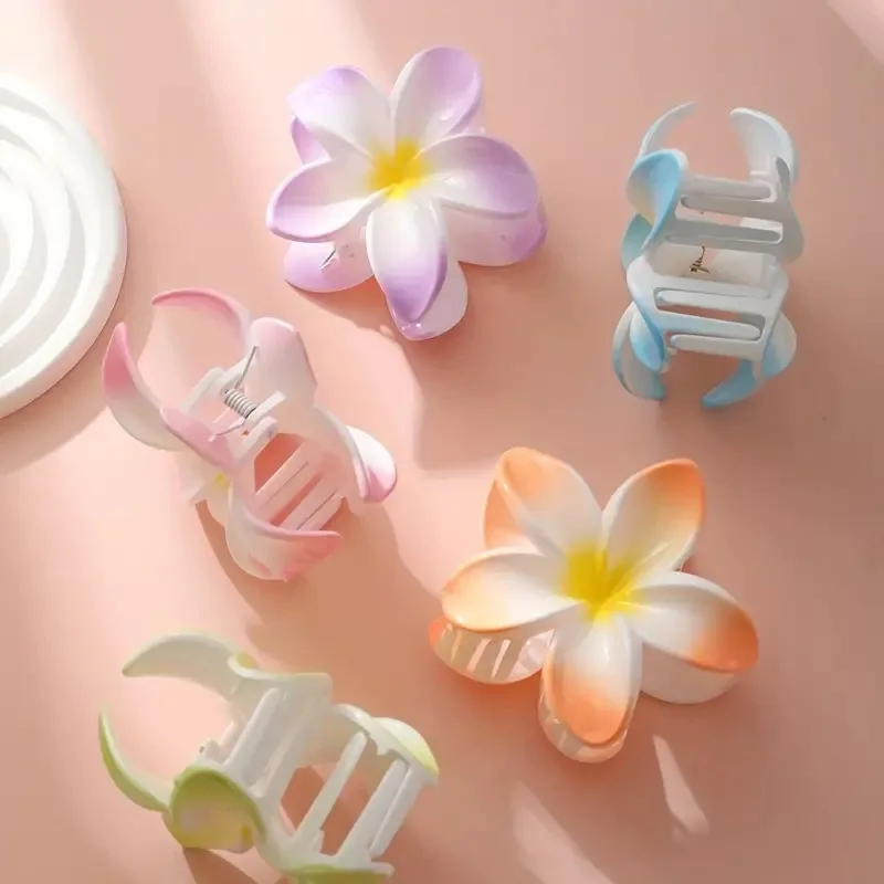 Zoete paardenstaart bloemen haarclip bad krab bloem haarklauw hoofddeksels gradiënt kleurrijke vakantie Hawaiiaanse haarspelden haaraccessoires