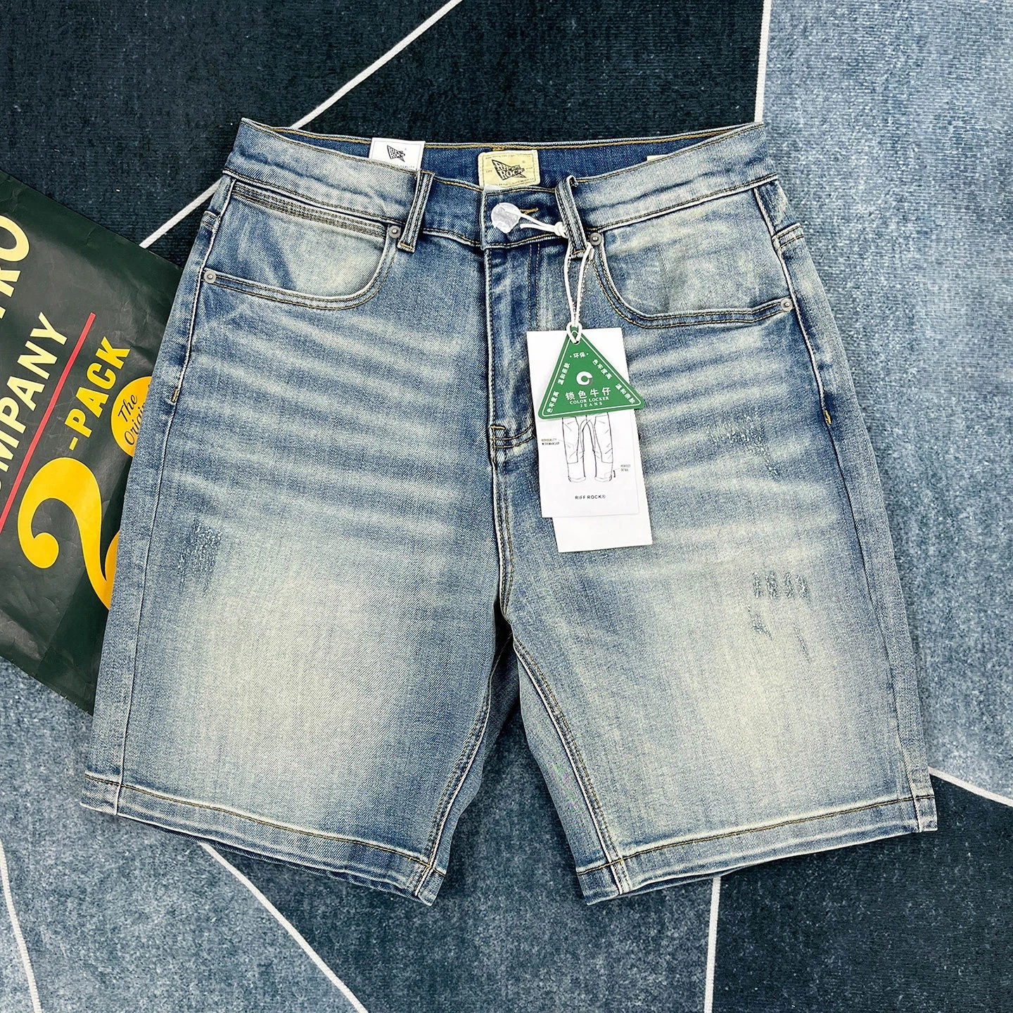 

Summer new style micro-elastic American retro denim shorts for men washed white casual trousers