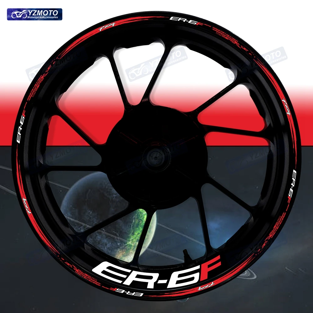 For ER-6F ER6F Motorcycle 17 Inch Front And Rear Wheel Sticker Hub Decal Modified Reflective Waterproof Decorative Rim Stickers