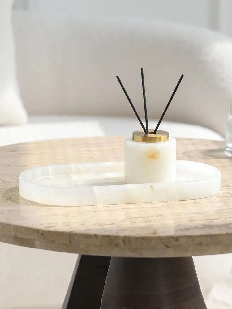 Real Luxurious Marble Vanity Tray for Perfume Candles Jewelry Luxury Calacatta Marble Tray for Home Decor