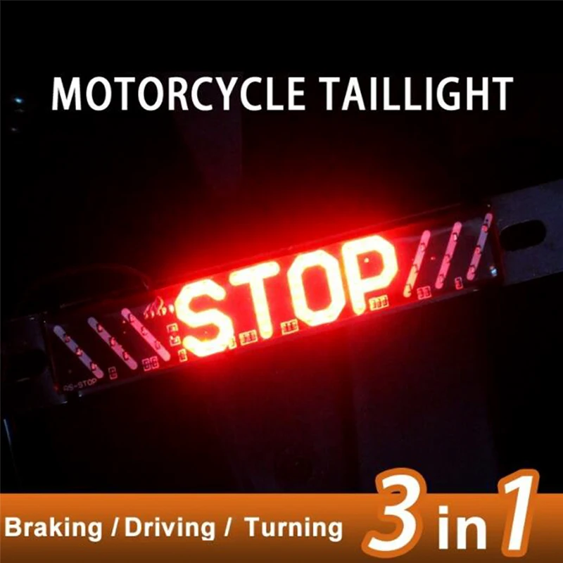 4LED Universal Motorcycle Stripe Stop Lamp Turning Left/right Waterproof Rear Tail Turn Signal License Plate Light DRL Lamp