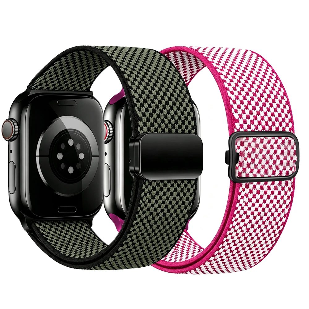 Für Apple Watch Series 11 10 46mm 42mm Armband 45mm 44mm 41mm 40mm Nylonband iWatch Ultra 49mm SE 7 6 5 4 3 2 Elastische Nylonbänder