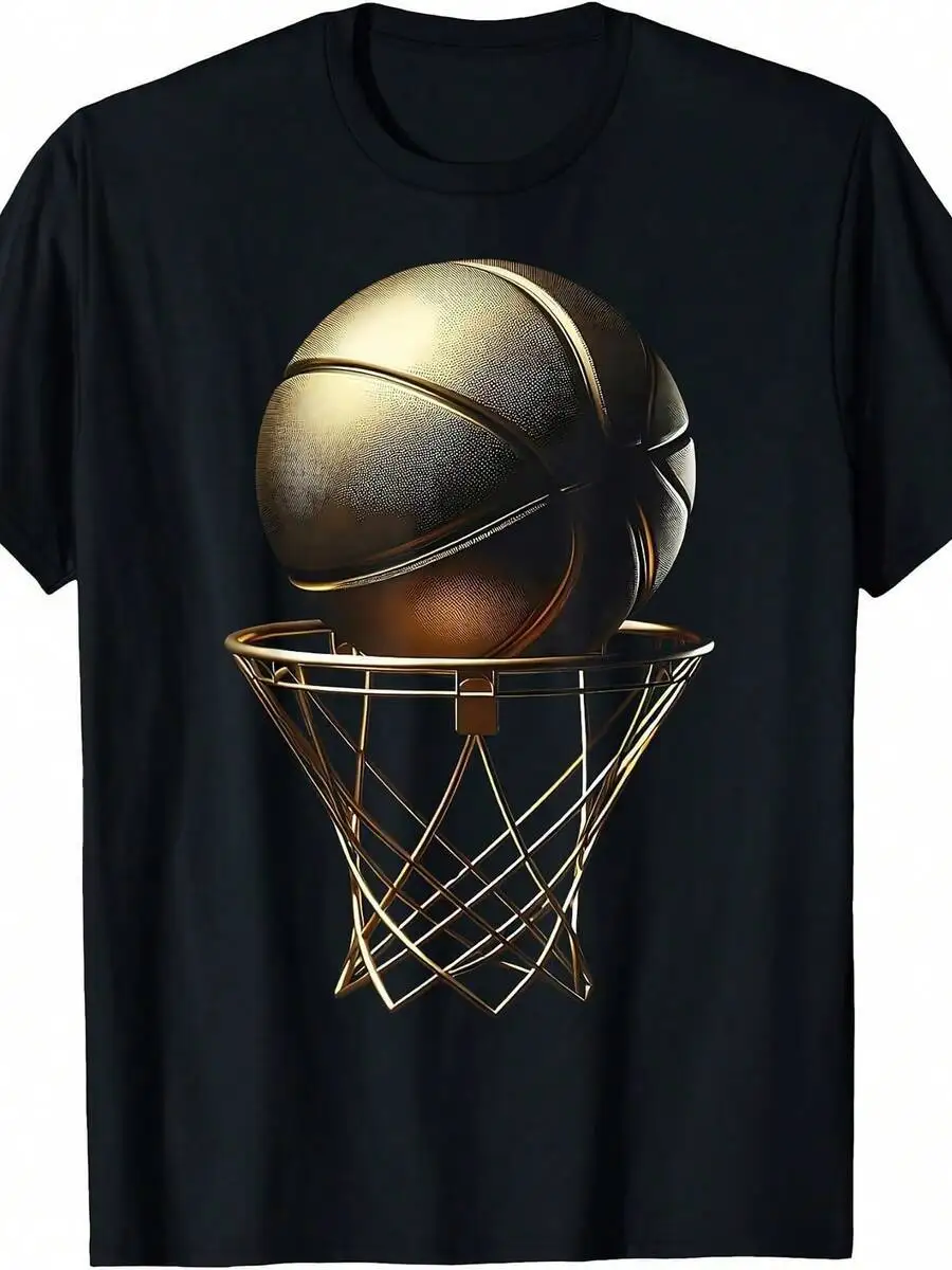 Basketball Player Trophy Competition Enthusiast T-Shirt, Unisex, Plus Size,Men's Casual Sports Plain-Color Round-Neck T-Shirt -  100% Cotton Trendy Y2K Short-Sleeve Tee-Soft, Quick-Drying, Moisture-Wicking, Great Gift for Christmas or Halloween.