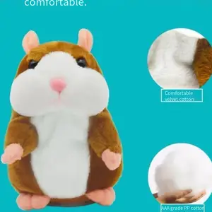 Bonito Hamster brinquedo de pelúcia para crianças, aprendendo palavras, pode colocar e falar, brinquedo elétrico, caminhada boneca, figura de ação, presente para crianças 6 principais vendas boneco que anda - №1