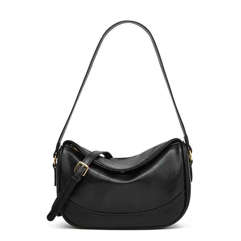 

Женская минималистичная ретро-сумка через плечо в форме полумесяца из мягкой искусственной кожи, вместительная повседневная сумка-хобо для города