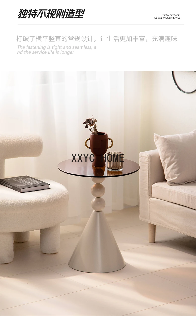 European Coffee Table Sofa Light Luxury Tea Coffee Simple Living Room Glass Design Corner Table Reception Tea Table