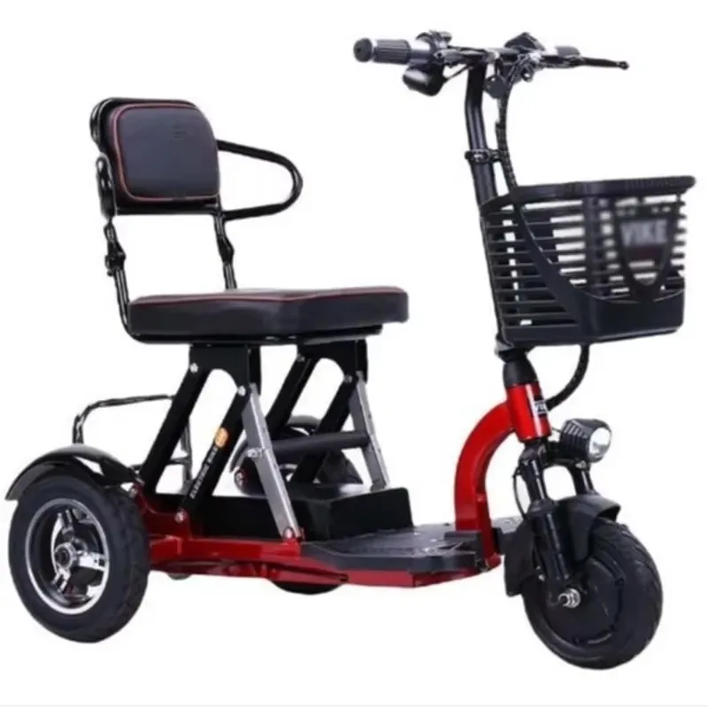 10 Inch Large Wheel Electric Scooter Folding Tricycle for Elderly Lithium Battery Long Range Mobility Vehicle