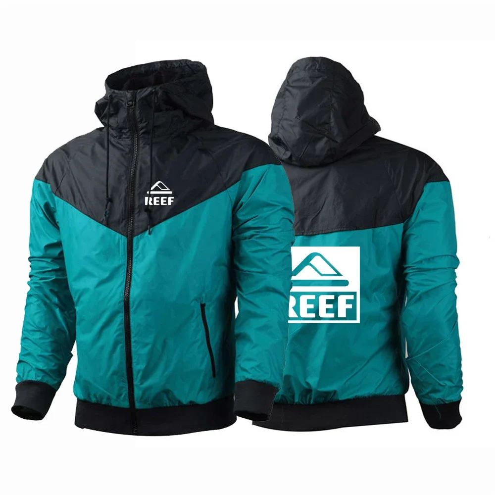 

REEF Logo Men New Spring and Autumn Thin Five-Color Windbreaker Windproof Casual Color Matching Designe Fashion Printing Coats