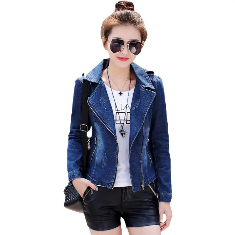 

UHYTGF Denim Jacket Womens Short Coat Jeans Jackets Women Top Spring Autumn Bomber Jacket Slim Female student Wild Denim Coat887