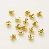 3mm/4mm/5mm 14k 18K Gold Plated Open Crimp Beads Covers Crimp End Beads Stopper Spacer Beads For DIY Jewelry Making Supplies
