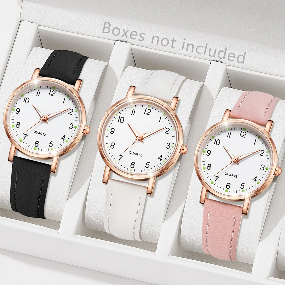 

Модные простые часы для женщин и девочек, светящийся матовый ремешок, кварцевые наручные часы, милый браслет из бисера, набор часов, подарки дружбы