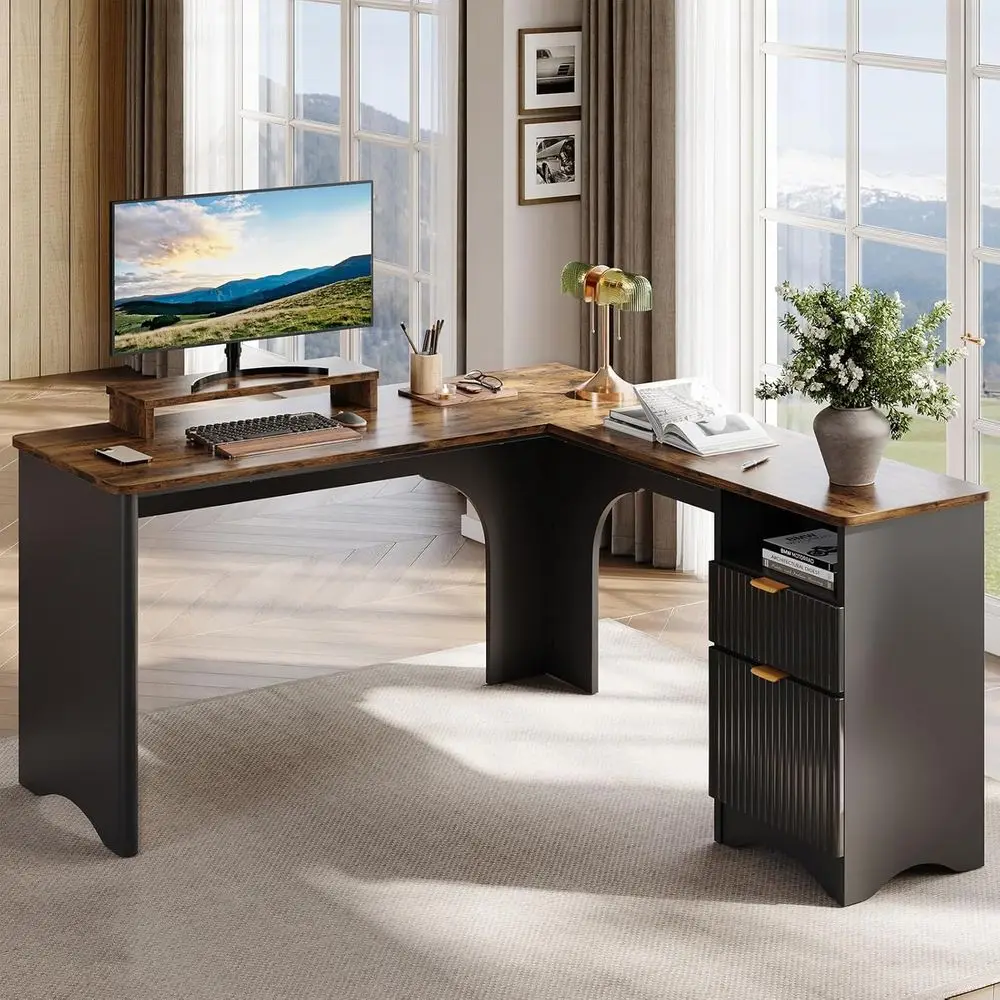 L Shaped Desk with ile Der, 55.7
