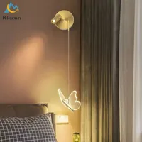 Nordic Modern Butterfly LED Wall Lamp Bedroom Study Dining Room Bedside Rotatable Wall Lights Wall Decor Living Room Decor Light