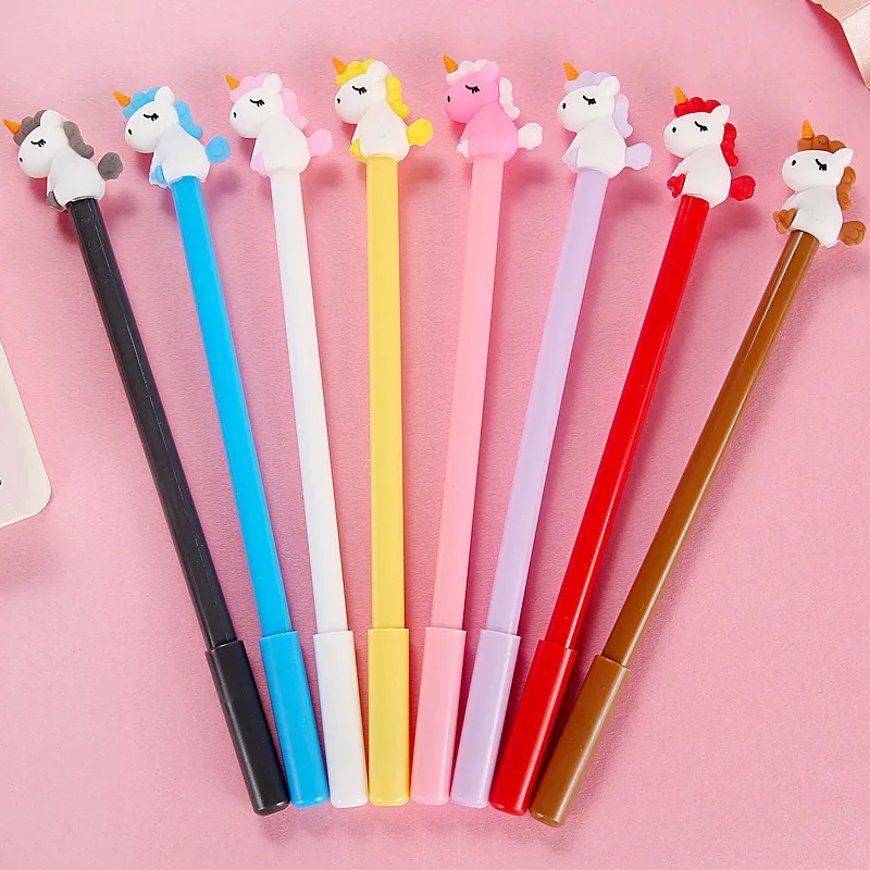 20Pcs cartoon creative unicorn shape gender-neutral pen, soft glue student stationery office supplies