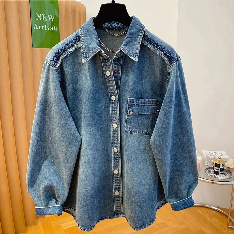 

Women's Cowboy Shirt Spring Summer Fashion High Quality Comfortable Tops Versatile Design Sense Denim Blouse Jacket Outwear