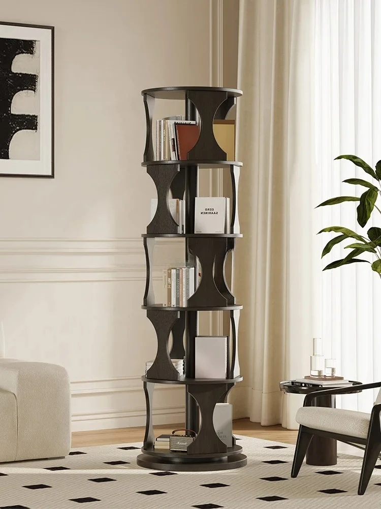 

AARetro Solid Wood Rotating Bookshelf 360 Degree Bookcase Removable Home Living Room Picture Book Floor Shelf