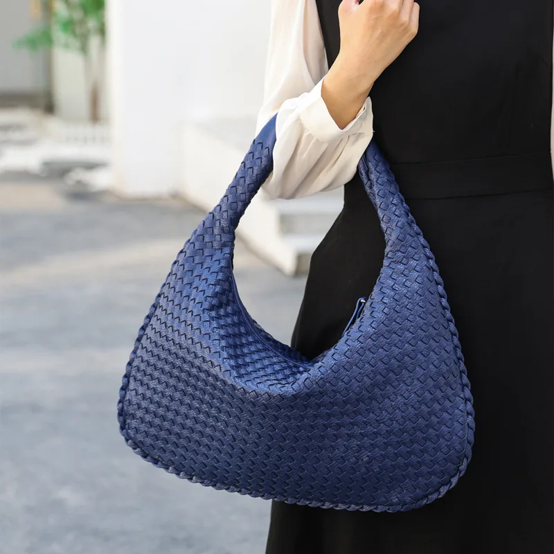 New French Style Handmade Woven Tote Bag for Women, Single Shoulder Underarm Bag