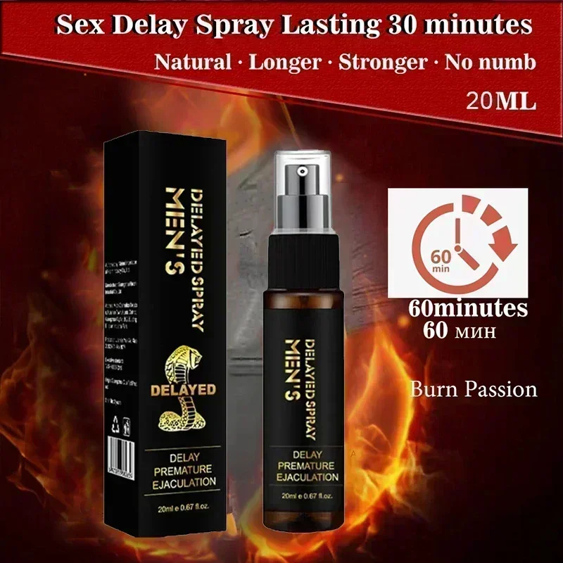 Espray retardante de perno prisionero para hombres, productos sexuales para adultos, uso externo masculino, larga duración de 60 minutos, agrandamiento de pene, productos para prolongar