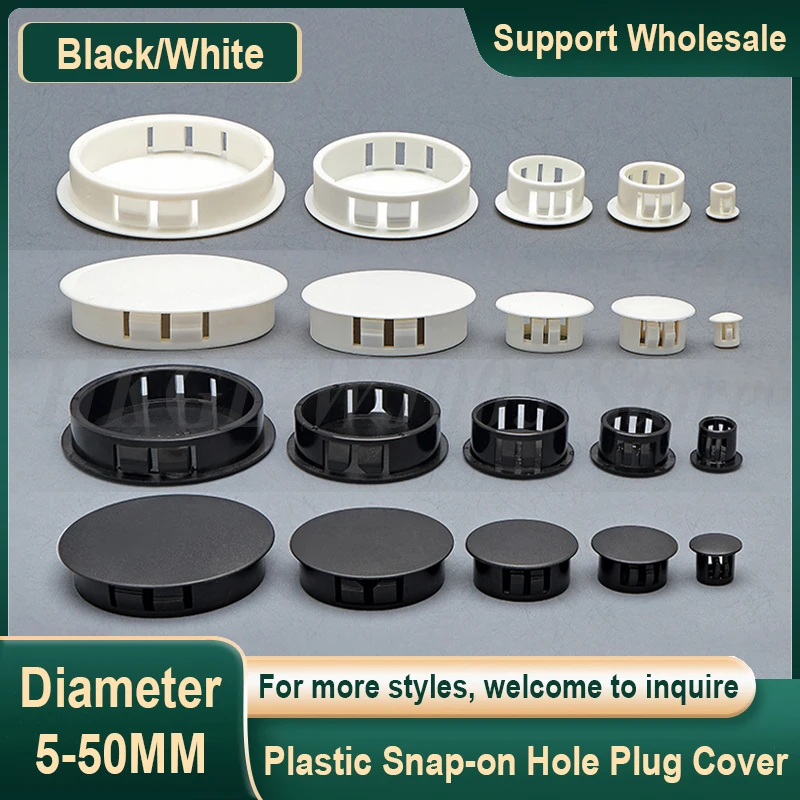 

Plastic Snap-on Hole Plug Cover Pipe Wall Cable Desk Cover Screw Hole Cover Furniture Hole Plug Cap Black/White Dia 5-50mm