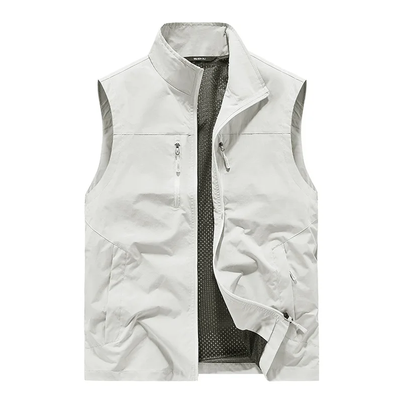 

Men Outdoor Thin Cargo Vests New Summer Mesh Breathable Waistcoats Fishing Sleeveless Jackets Male Sportswear Casual Vests 6XL