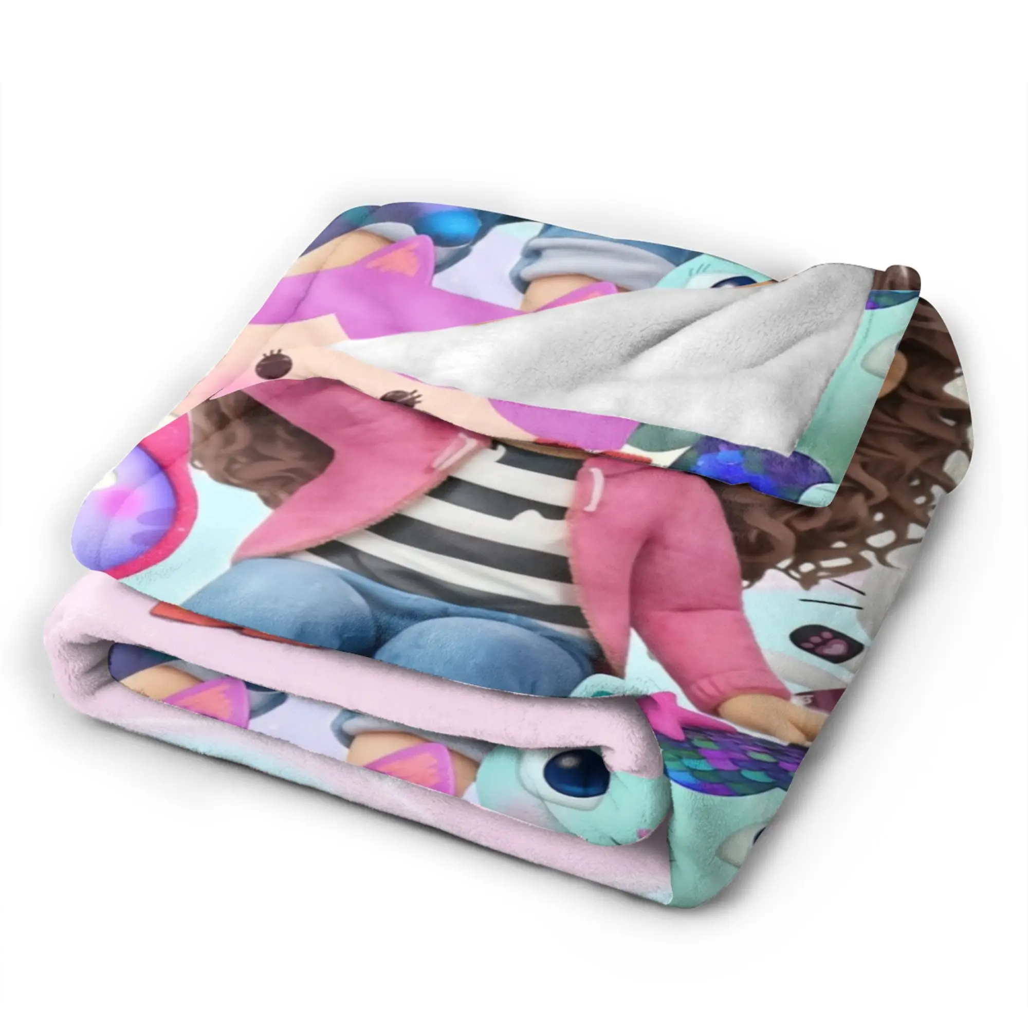 Gabbysed dollhouses Blankets  Warm Soft Funny Plush Throw Blanket For Girls Boys Living Room Flannel Bedspread Bed Cover