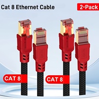 MIZIQIER 2-Pack Cat8 Ethernet Cable, Nylon Braided 40Gbps Network LAN Patch Cord, SFTP RJ45 Flat Cable for Modem/Router/Gaming