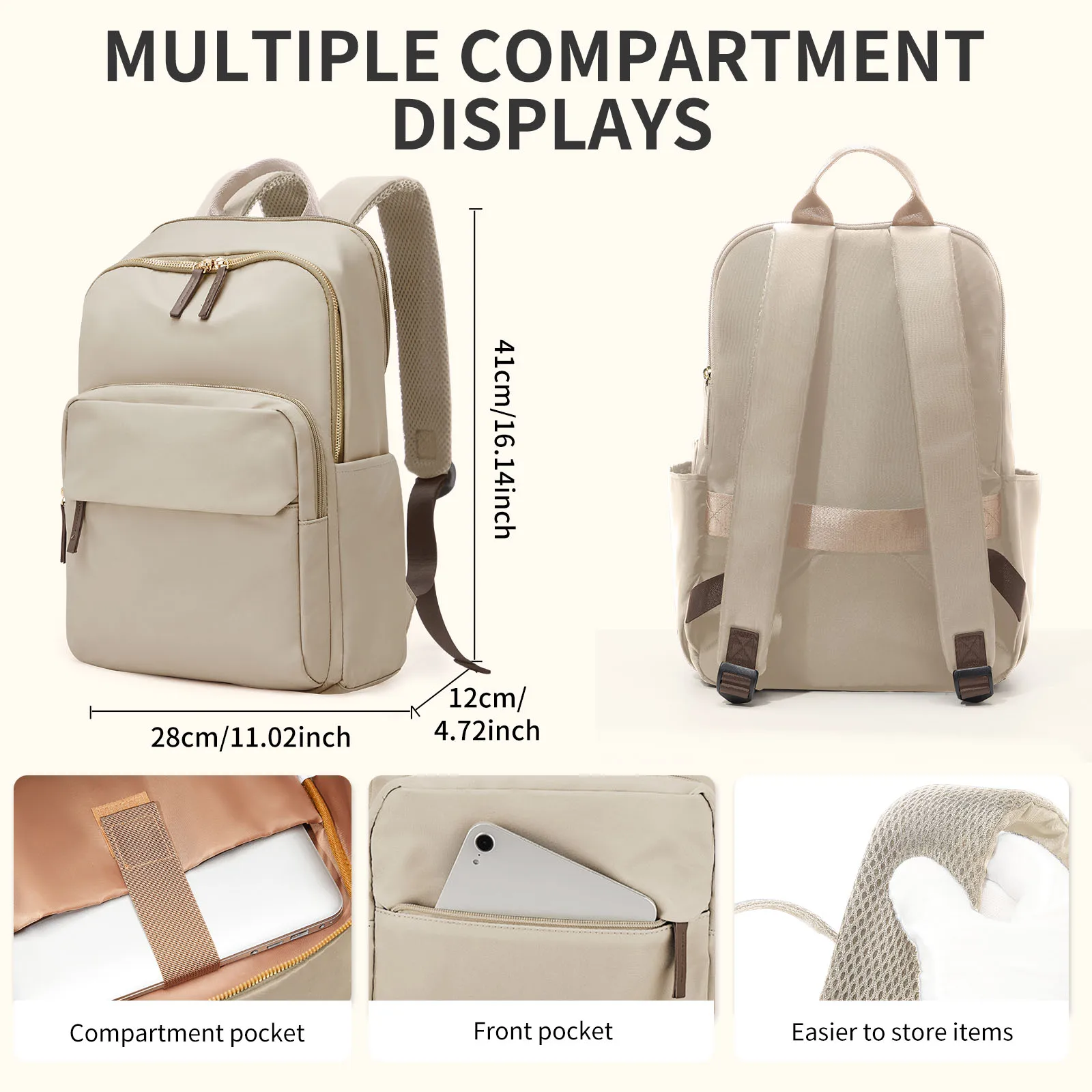 backpack female laptop waterproof 15.6 Inch For Women With Wide Open Frame For Quick Access Large Capacity Daypack For Work Travel And School Nurse Bag comes with two padded shoulder straps for lightweight carrying LOVEVOOK Laptop Backpack for Women