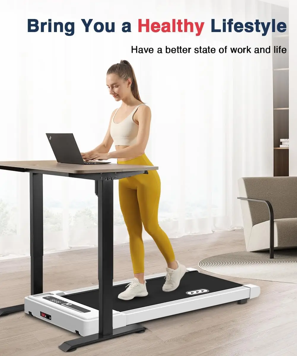 Walking Pad Treadmill Under Desk, Portable Mini Treadmill with Remote Control, 265lbs Max Weight, Installation-Free Jogging Mach