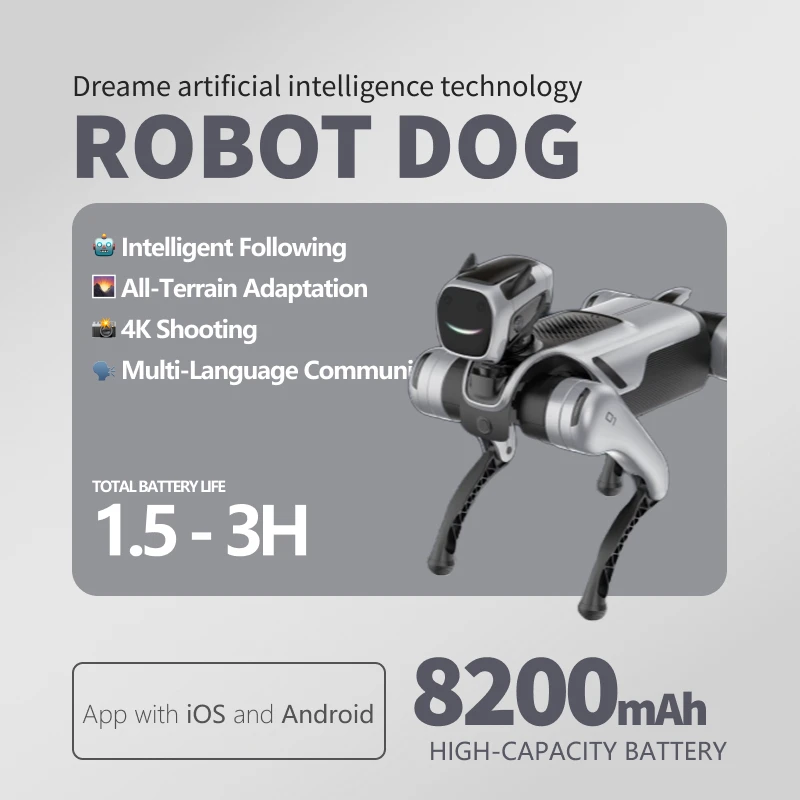 Dreame AI-aangedreven viervoeter robothond met ROS & Raspberry Pi |   SLAM Lidar-mapping, visuele herkenning, bionisch ontwerp