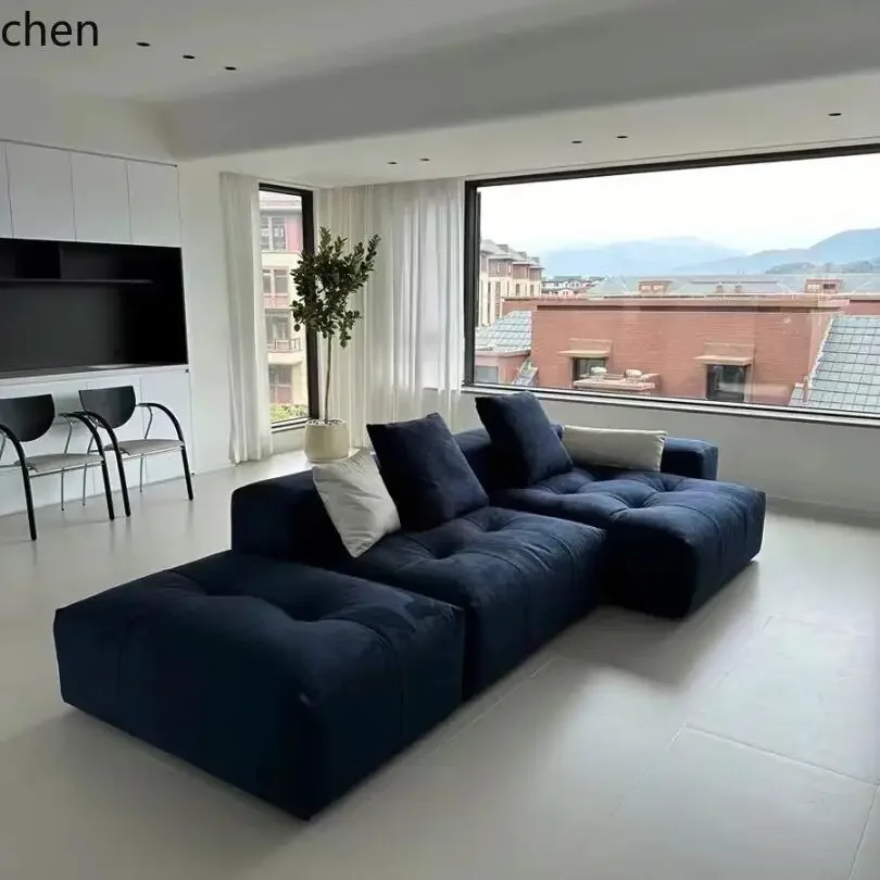 

W5.19 compressed retro tofu block single armrest corner module combination simple modern living room sofa