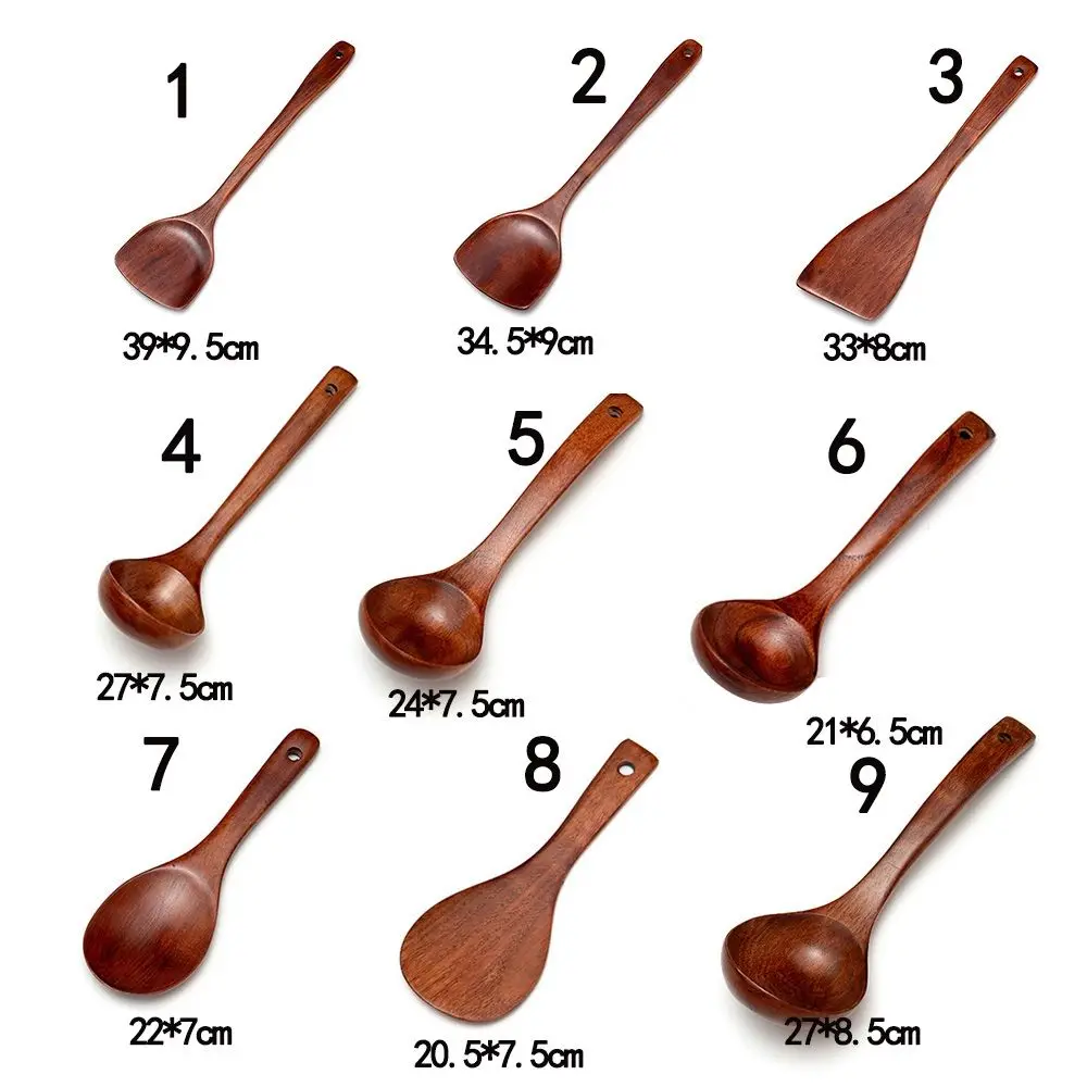 Turner Natural Wood Tableware Cooking Cookware Kitchen Tool Soup Ladle Strainer Spoon Rice Scoop Cooking Utensils