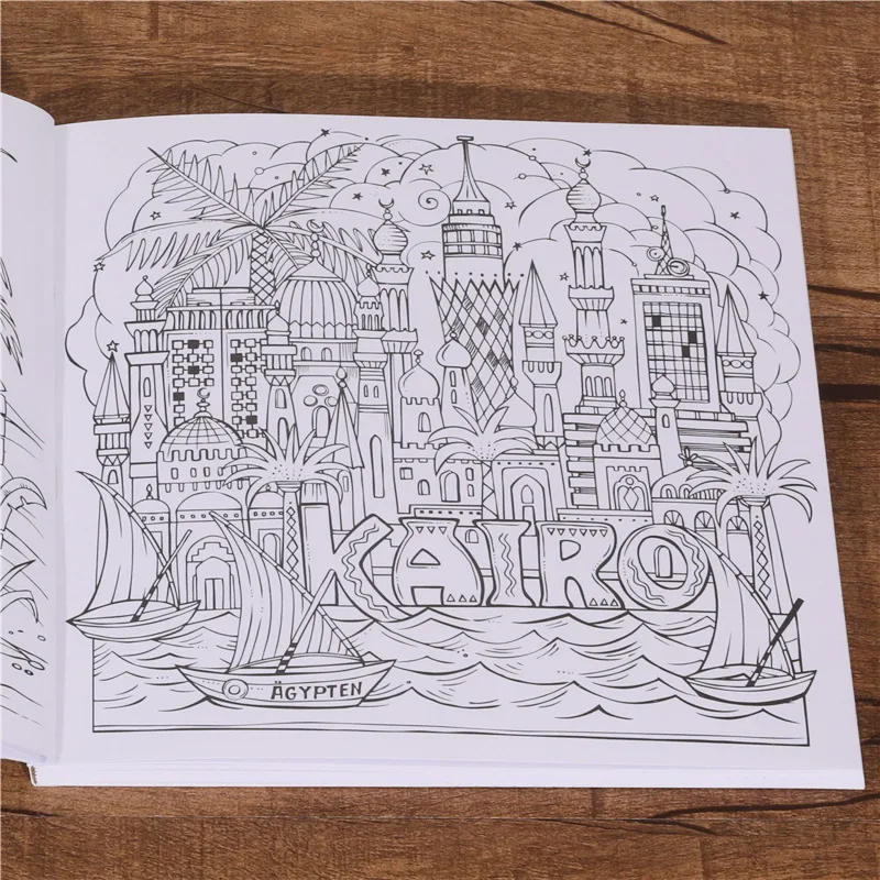 Afrykańska podróż do kolorowania Kolor i przyjemność dla dorosłych Łagodzenie stresu Graffiti Malowanie Rysunek Książka