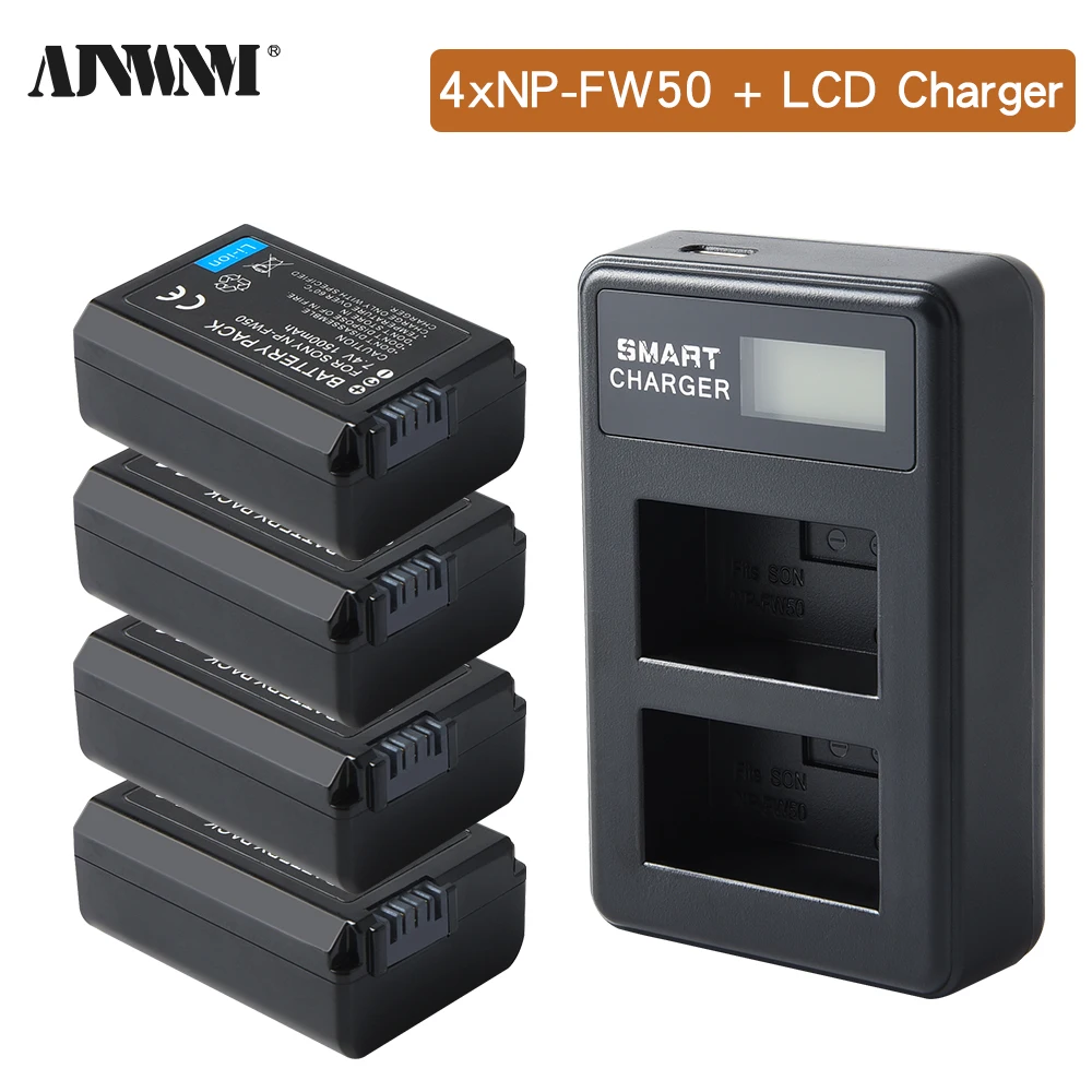 

NP-FW50 NP FW50 NPFW50 Battery Akku + LCD Dual Charger for Sony Alpha a6500 a6300 a7 7R a7R a7R II a7II NEX-3 NEX-5