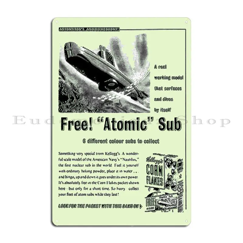 Free Atomic Sub Cornflakes Packet Toy Metal Sign Sign Pub Wall Decor Print Wall Decor Tin Sign Poster