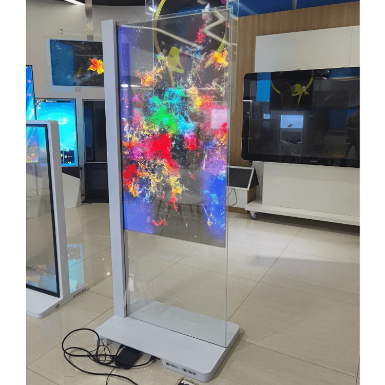 55 Inches OLED Transparent Screen Desktop Floor Standing Digital Signage Creative Touchscreen Display