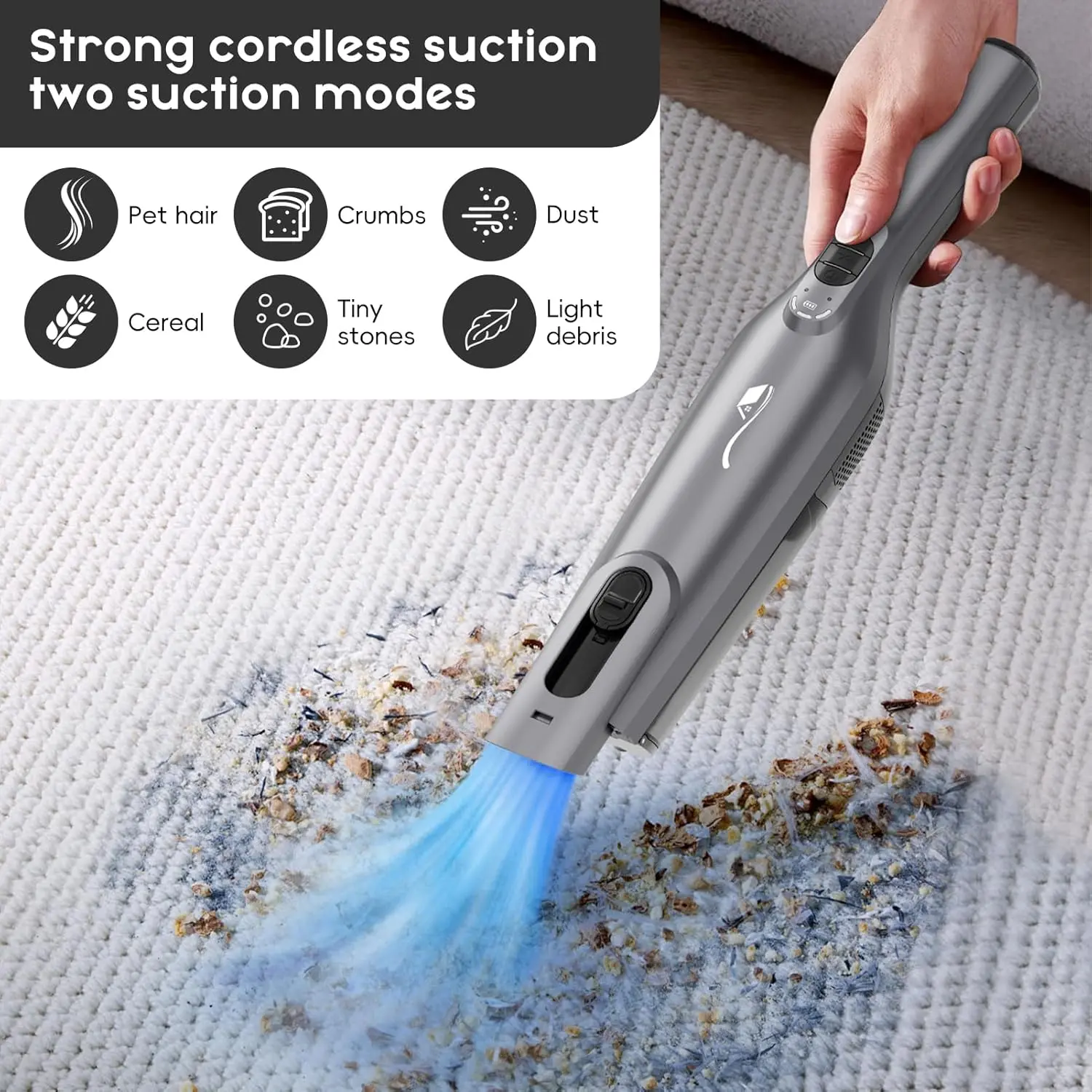 Cordless Handheld Vacuum, Lightweight Portable Hand Vacuum Cleaner With LED Light,Rechargeable Hand Held Vacuum With Charging Do