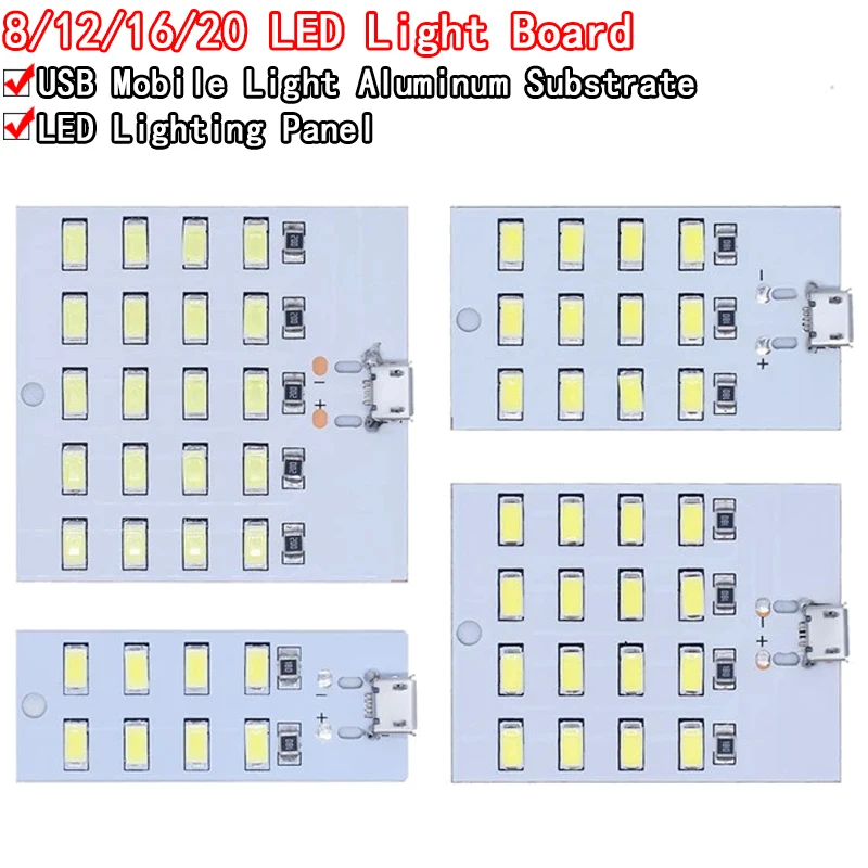 Hochwertiges 5730 smd 5V 430mA ~ 470mA Weißes Mirco USB 5730 LED-Beleuchtungspanel USB-Mobillicht Notlicht Nachtlicht