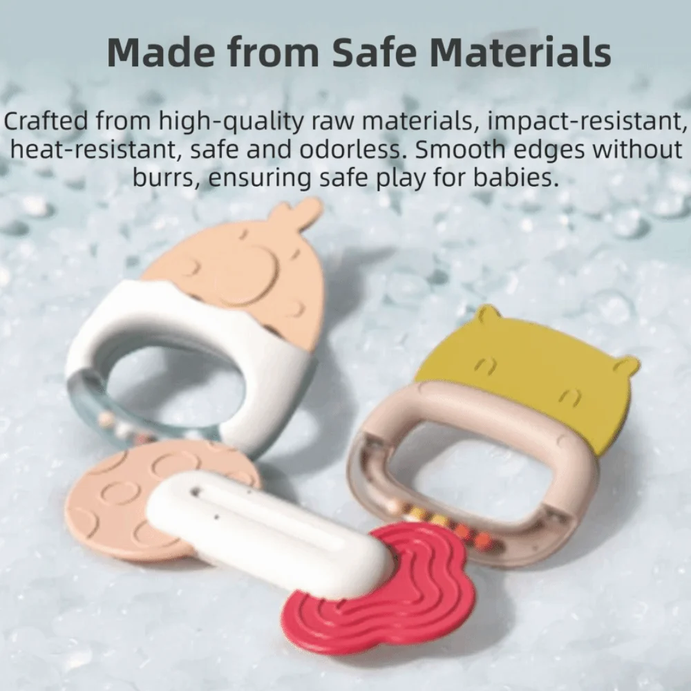 5/6 قطعة الإبداعية سيليكون الكرتون حشرجة الموت اللعب شكل الحيوان لينة صحة الطفل عضاضة اللعب عدم الانزلاق قبضة حلقة تصميم