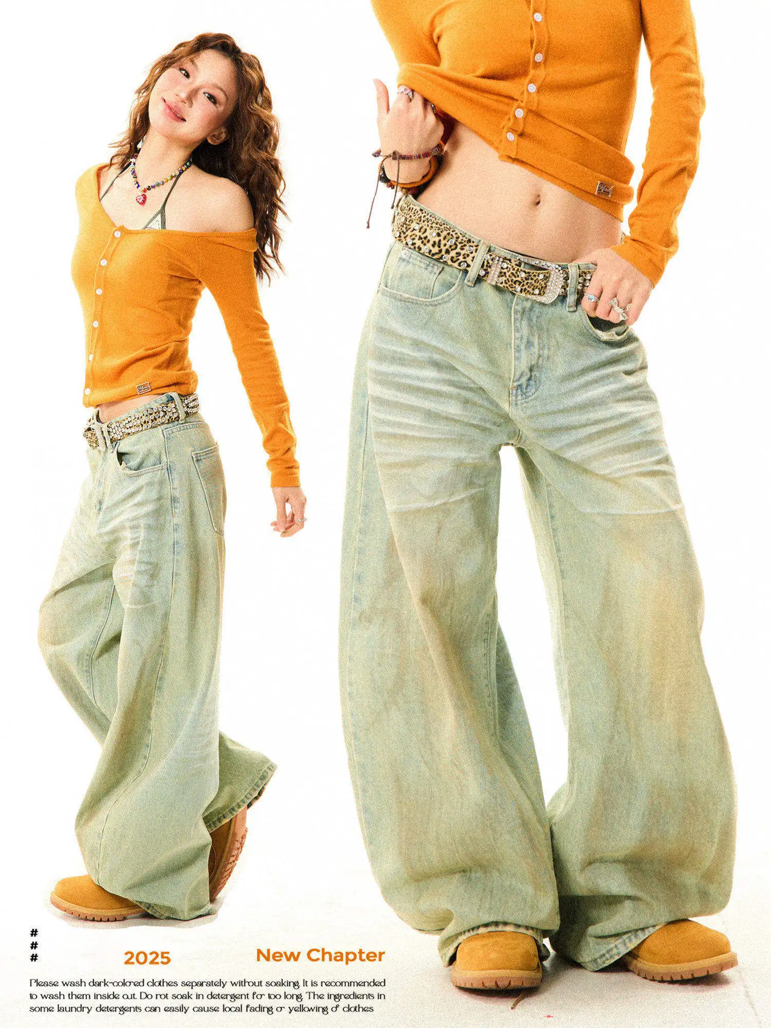 

Young Stage Американские ретро Aalyptic Sle Широкие джинсы Женские свободные длиной до пола Дизайн Повседневная износостойкая джинсовая ткань