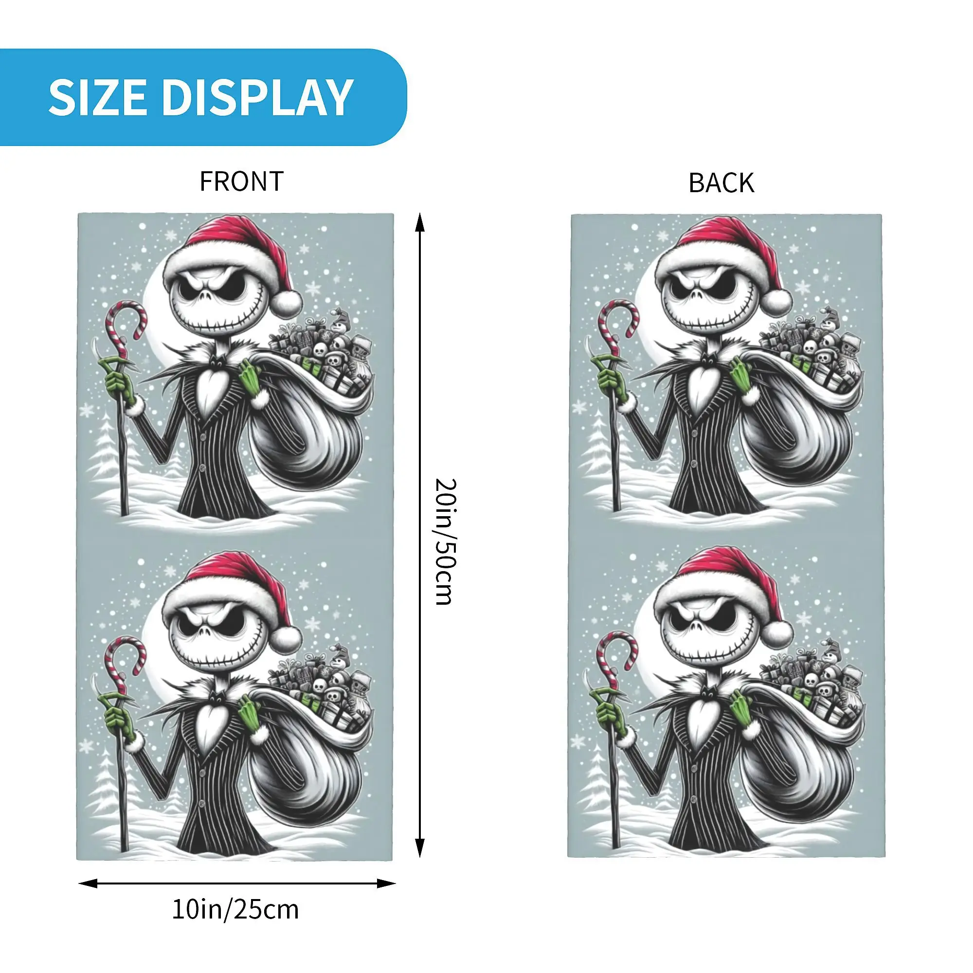 Custom Jack Skellington Halloween-Nightmare Before Christmas Neck Gaiter UV Face Shield Winter Bandana Scarf for Cycling