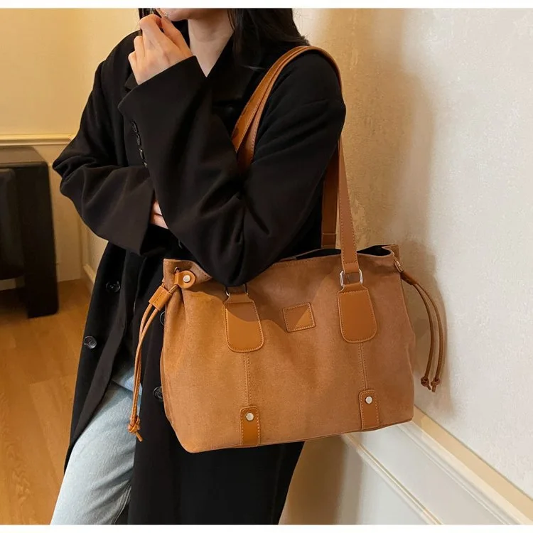 

2025 New Women's Matte Suede Tote Bag, Retro Large Capacity Crossbody Purse, Leather Adjustable Strap Sling for Work & Travel​