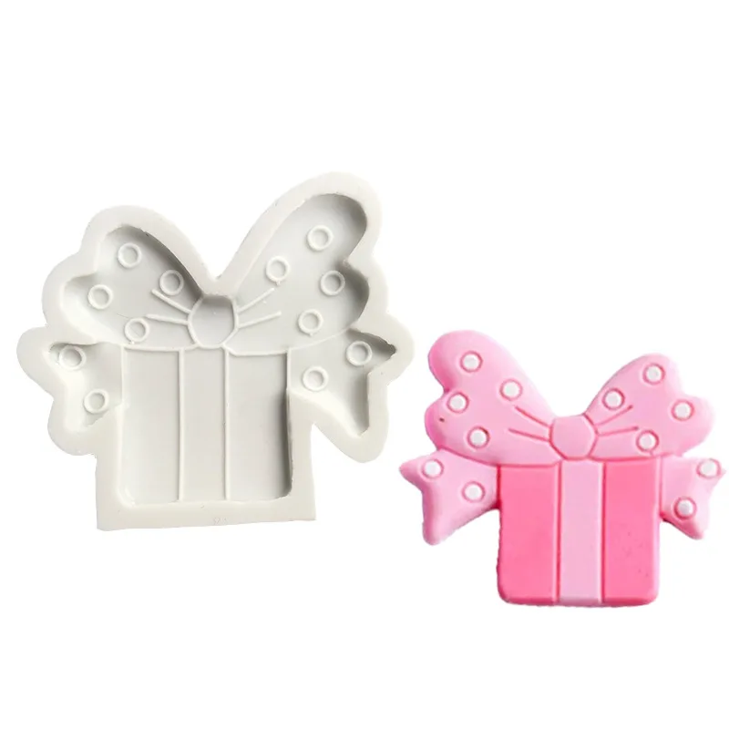 

Gift box modeling silicone mold DIY Christmas children gift candy chocolate mold cake baking decoration mold