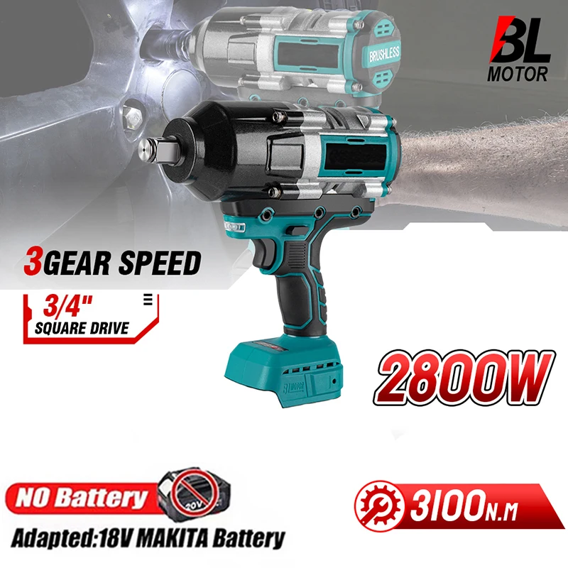 brushless impact chave eletrica chave sem fio handheld ferramenta eletrica 3100nm 588vf bateria makita 18v bateria 4 01