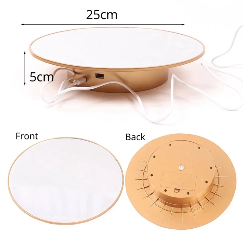 Motorized Turntable Display For Mannequin Head Wig Display Stand 360 Degree Electric Rotating Display Turntable Golden