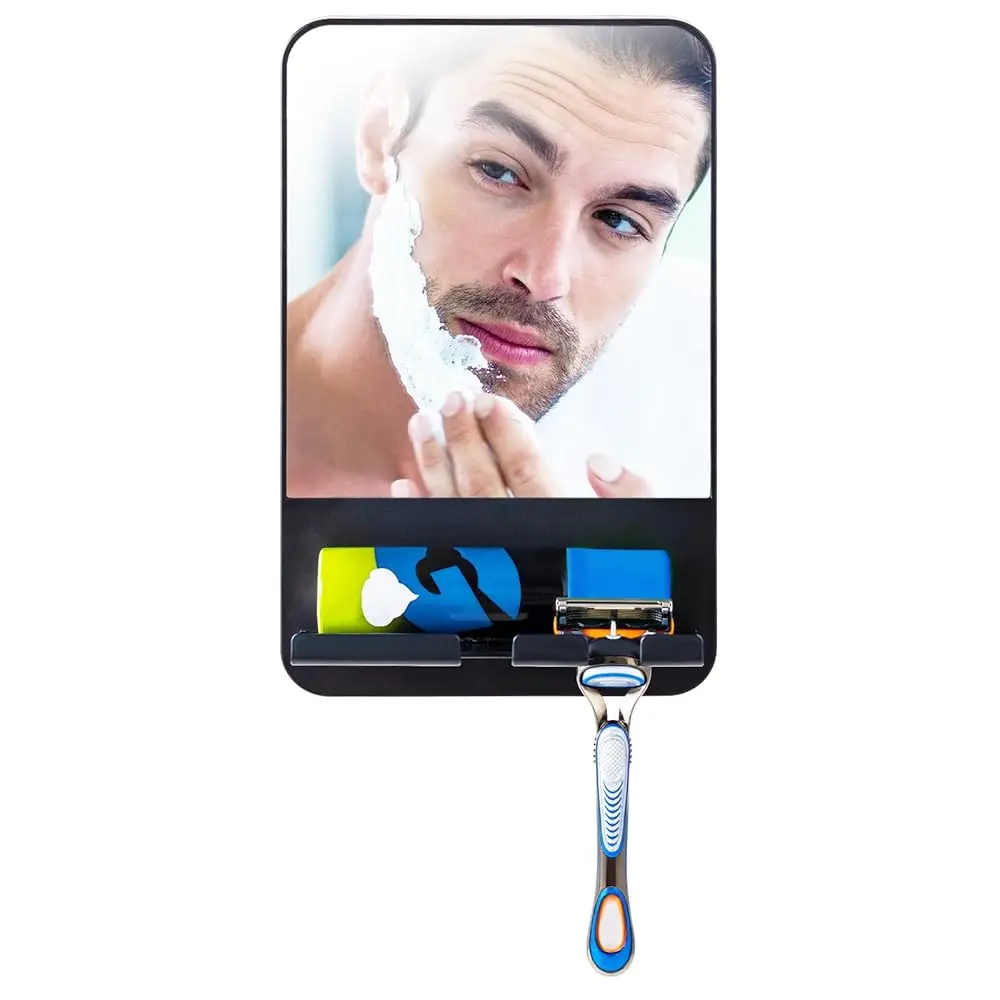 TAILI Bathroom mirror Fogless for Shaving with Razor Holder, Acrylic Mirror With Wall Suction Rust-Proof Removable Shower Mirror