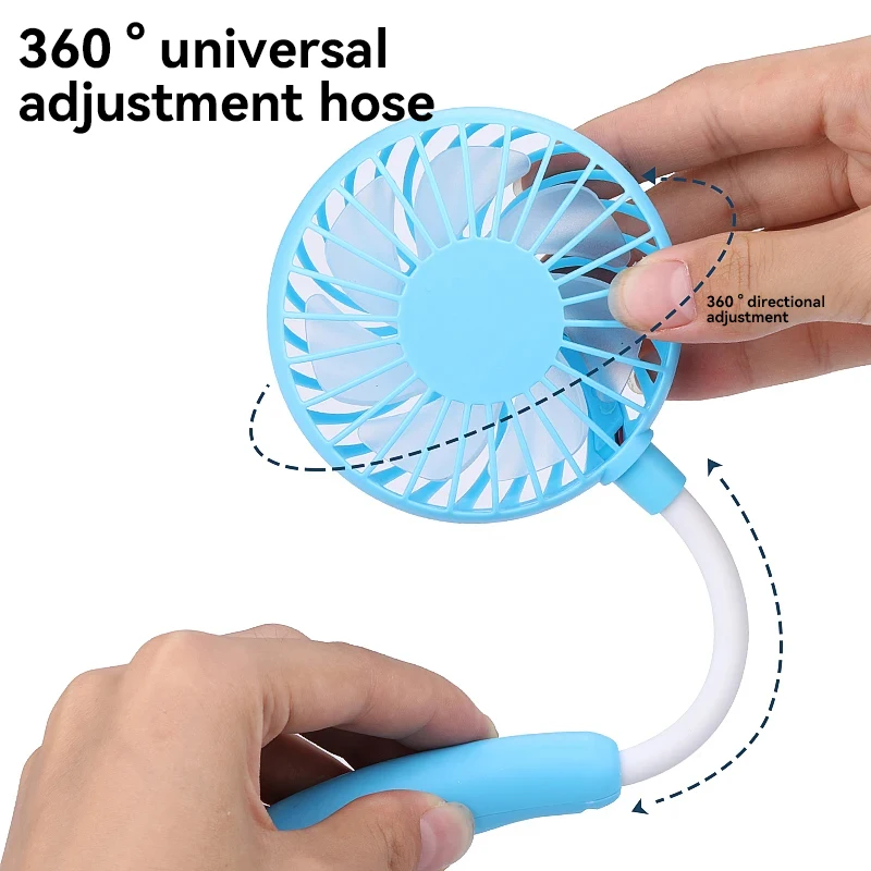 USB Portable Fan Cold Fan Hands Free Neck Fan Hanging Rechargeable Mini 3-Speed Adjustable Neck Dual Fan Outdoor Travel