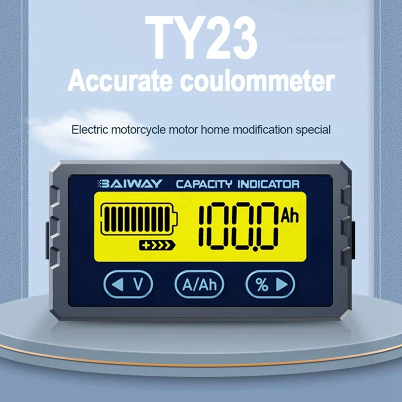 BAIWAY Battery Tester 8V-120V Coulomb Meter Capacity Indicator Lithium Ion Detector Coulomb Meter Voltmeter