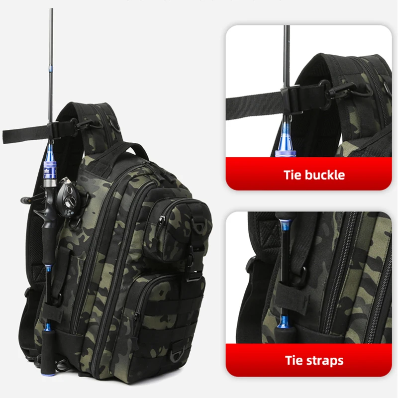 Large Capacity Fishing Backpack Fishing Tackle Bags Camping Molle Shoulder Chest Bag Lures Gear Box Utility Storage Accessories